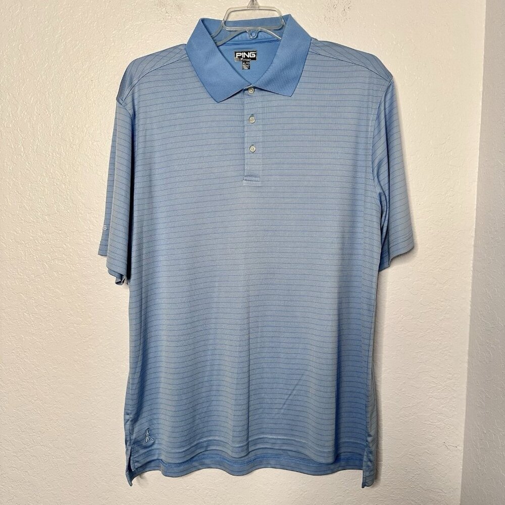 Ping Golf Performance Men's Polo Golf Shirt Size XL/TG Blue Stripe‎ Stretch NWOT